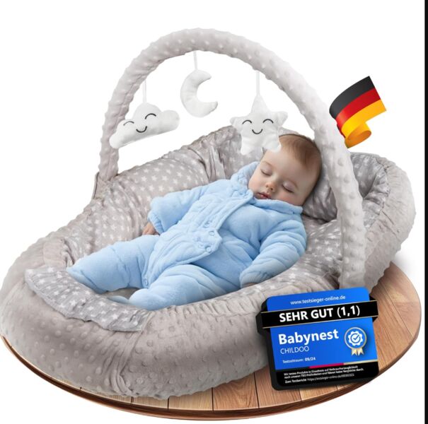Childoo Babynest mit Spielbogen | silver 1