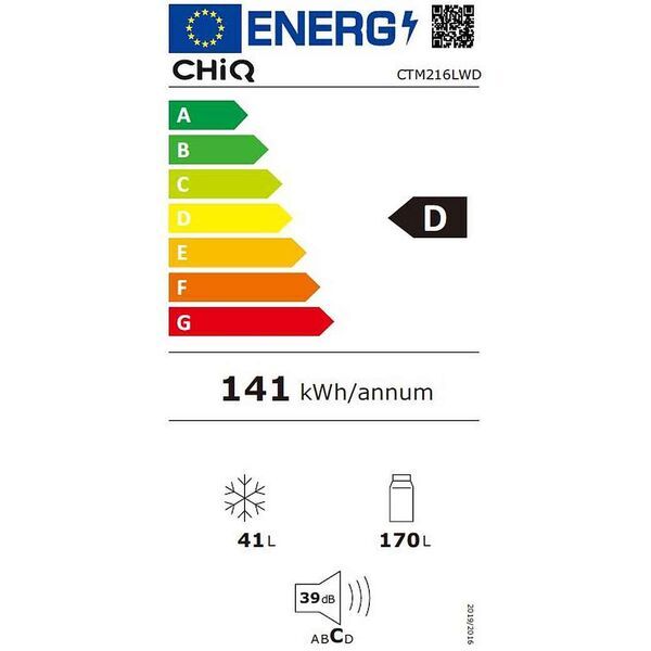 ChiQ CTM216LWD Jääkaappi-pakastinyhdistelmä | valkoinen 5