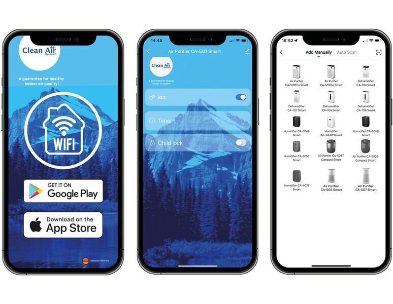 Clean Air Optima Inteligentny oczyszczacz powietrza z jonizatorem HEPA CA-507 Smart | biały/szary 3