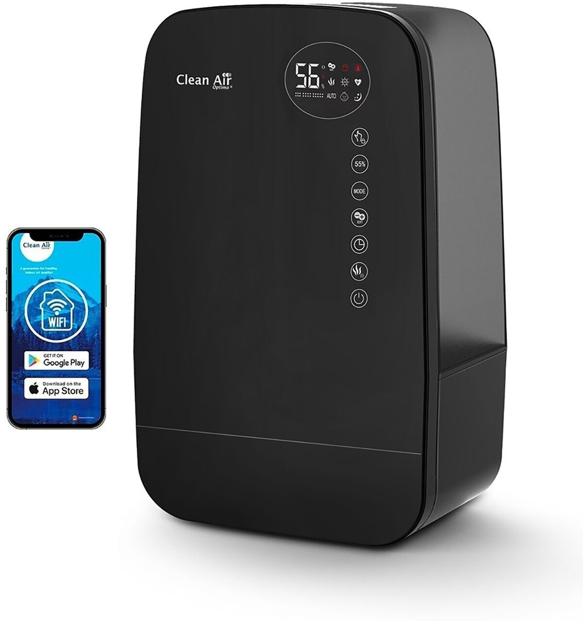 Clean Air Optima Luftbefeuchter mit Ionisator CA-607B Smart schwarz
