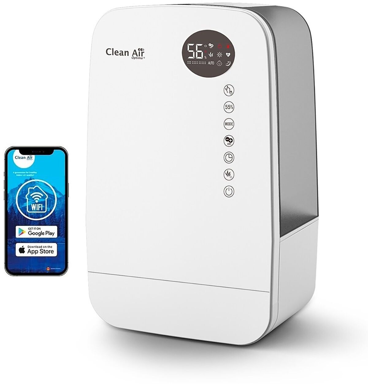 Clean Air Optima Luftbefeuchter mit Ionisator CA-607W Smart weiß