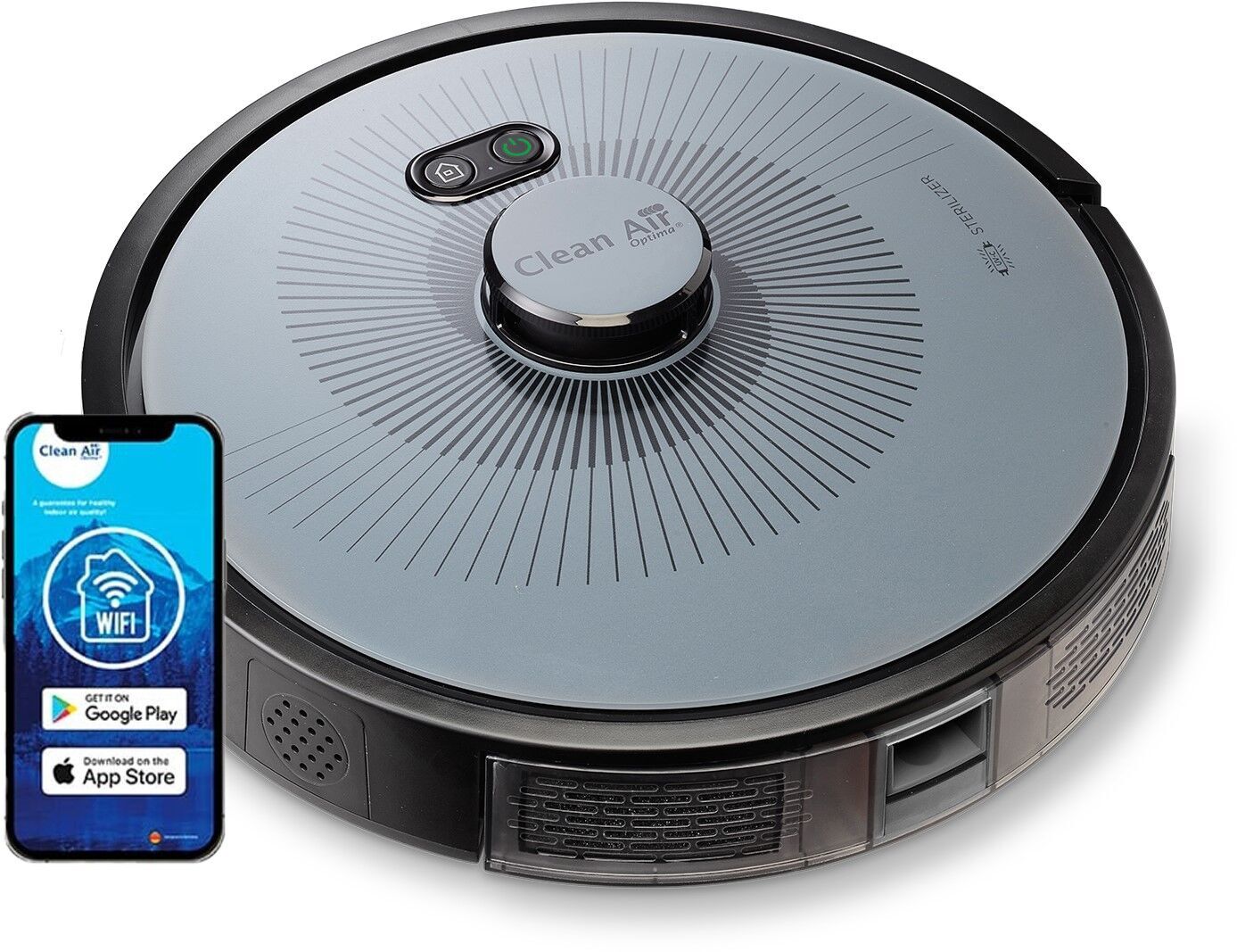 Clean Air Optima Staubsaugerroboter mit Wischfunktion RVC-001G Smart grau/schwarz