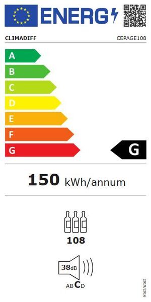 Climadiff CEPAGE108 viinijääkaappi | musta, image 2 of 2