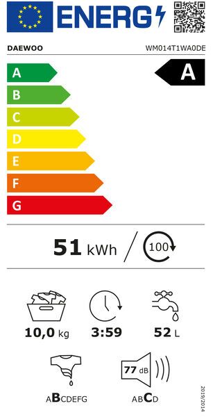 Daewoo WM014T1WA0DE Front-loading washing machine 10 kg | white, image 5 of 5
