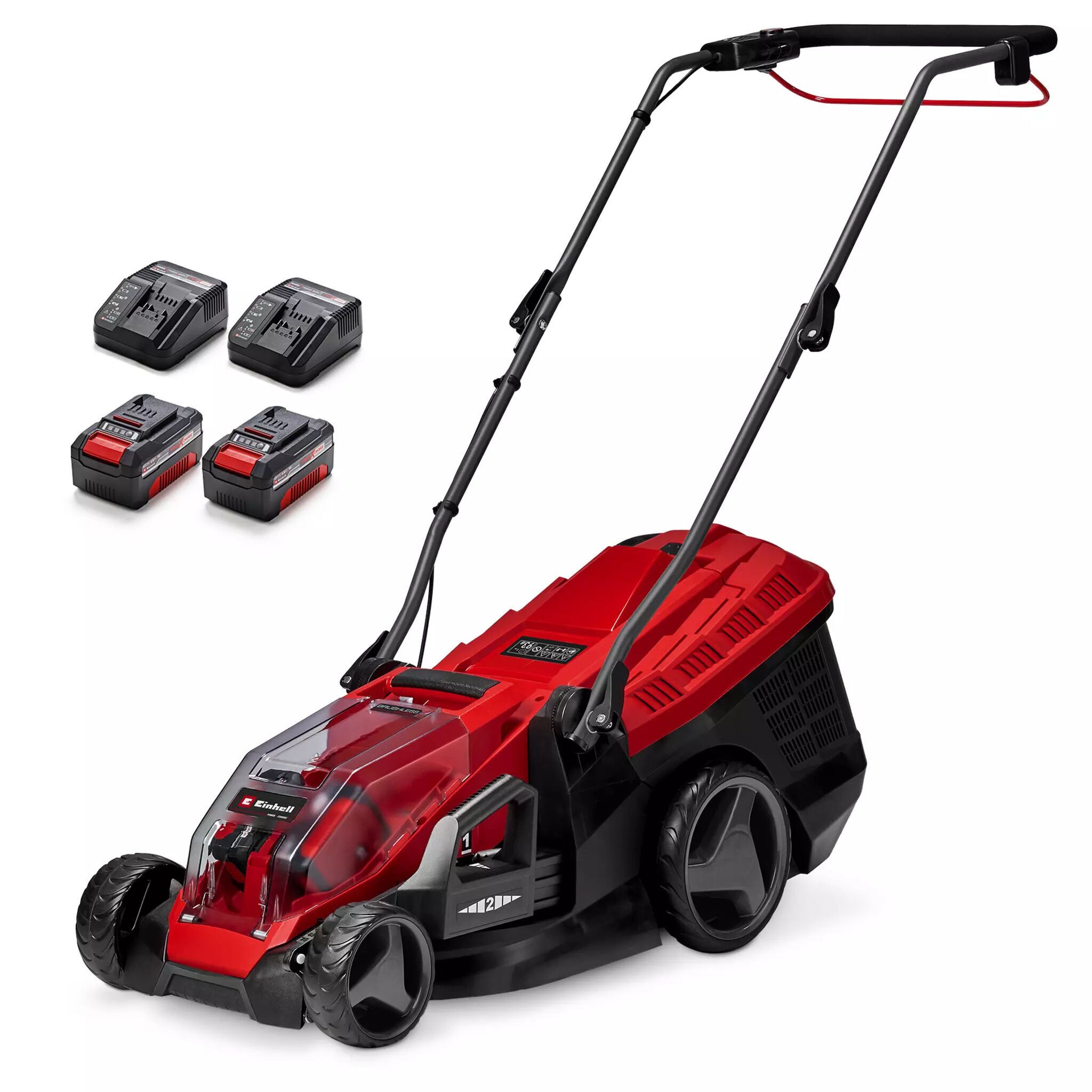 Einhell GE-CM 36/36 Li (2 x 4,0 Ah) Akku-Rasenmäher rot/schwarz