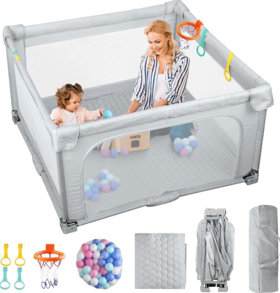 eSynic Laufgitter Baby | hellgrau 1