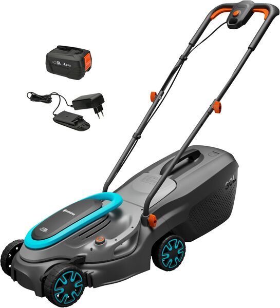 Gardena PowerMax 32/18V P4A Акумулаторна косачка вкл. 4.0 Ah батерия | Черно/тюркоазено, image 1 of 1