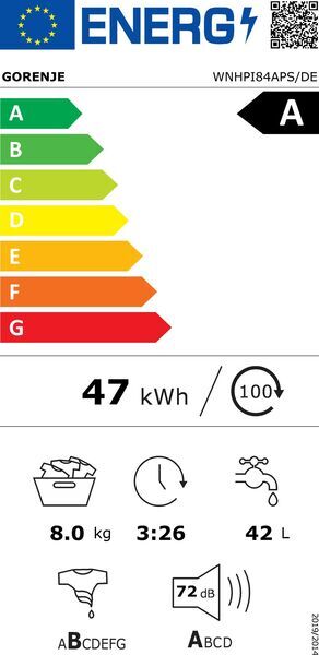 Gorenje WNHPI84APS/DE Front-loading washing machine 8 kg | white, image 5 of 5