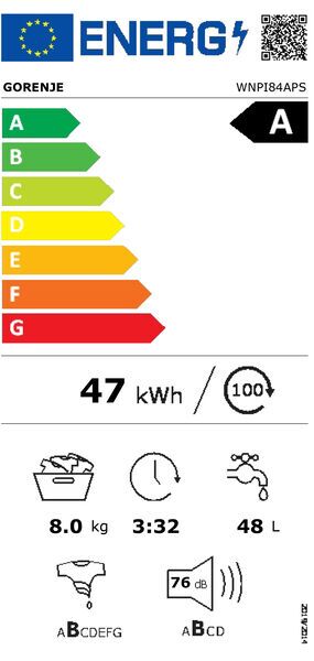 Gorenje WNPI84APS Front-loading washing machine 8 kg | white, image 5 of 5
