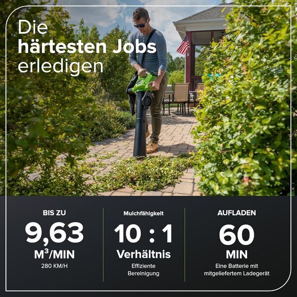 Greenworks Puhalnik Listja | zelena/črna 3