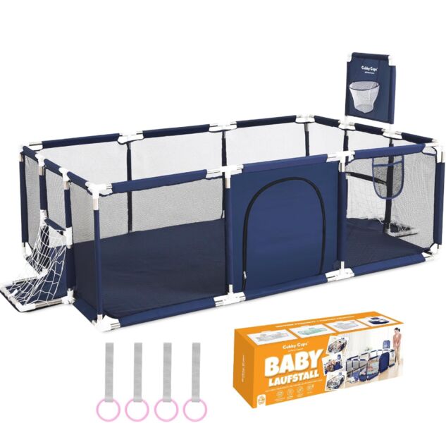 Gubby Gups playpen mit Basketballkorb and Fussballtor | blue, image 1 of 1