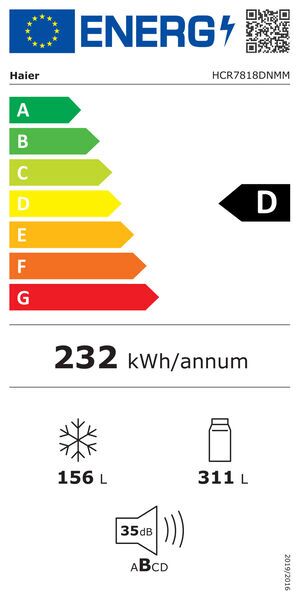 Haier HCR7818DNMM Side-by-Side kyl/fryskombination | silver, image 5 of 5