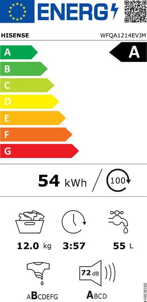 Hisense WFQA1214EVJM Front-Loading Washing Machine 12 kg | white/black, image 5 of 5