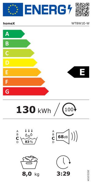 homeX WT8W1E-W Wärmepumpentrockner 8 kg | weiß/schwarz, image 2 of 2