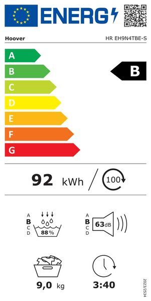 Hoover HR EH9N4TBE-S Tork med värmepump 9 kg | vit/svart, image 5 of 5