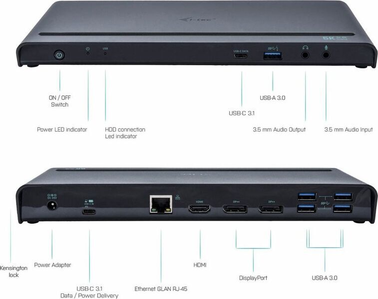 i-tec USB 3.0 / USB-C / Thunderbolt 3, 3x 4K Docking Station | ilman virtalähdettä 1