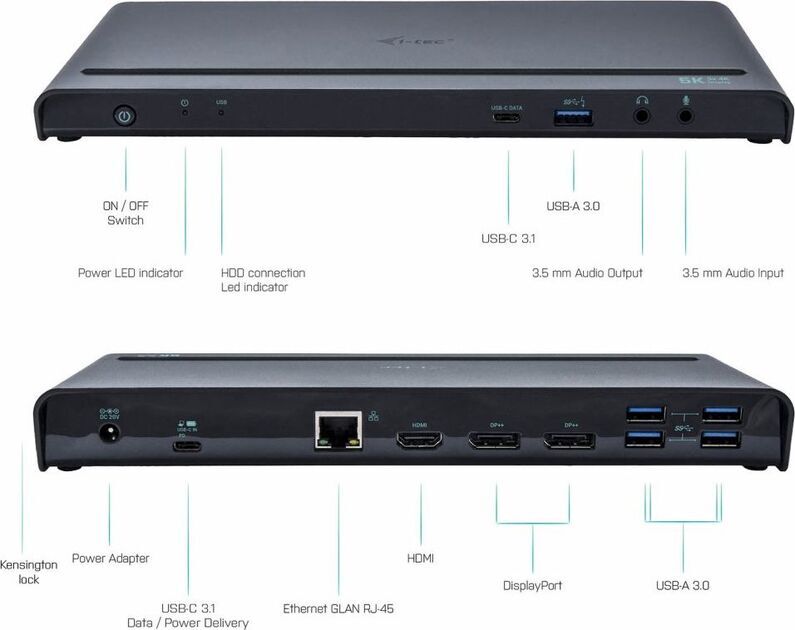 i-tec USB 3.0 / USB-C / Thunderbolt 3, 3x 4K-dockningsstation