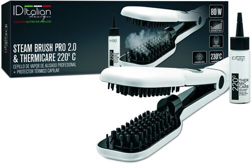 Som Ny: Italian Design Steam Brush Pro 2.0 & Thermicare Hårplättare | vit