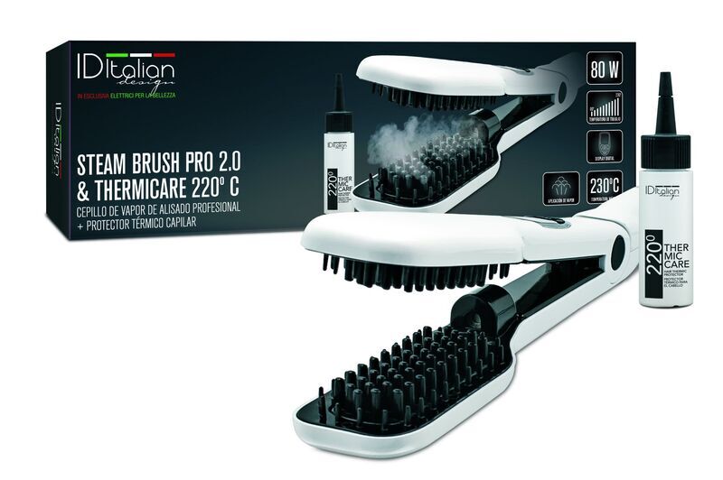 Italian Design Steam Brush Pro 2.0 & Thermicare Piastra per capelli | bianco 1