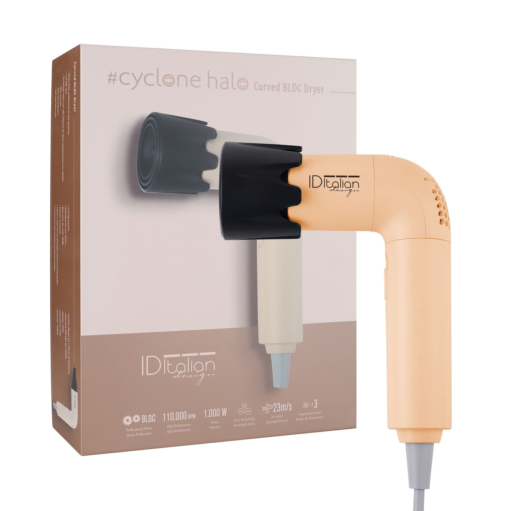 Italian Design Halo L BLDC Professionele föhn | beige
