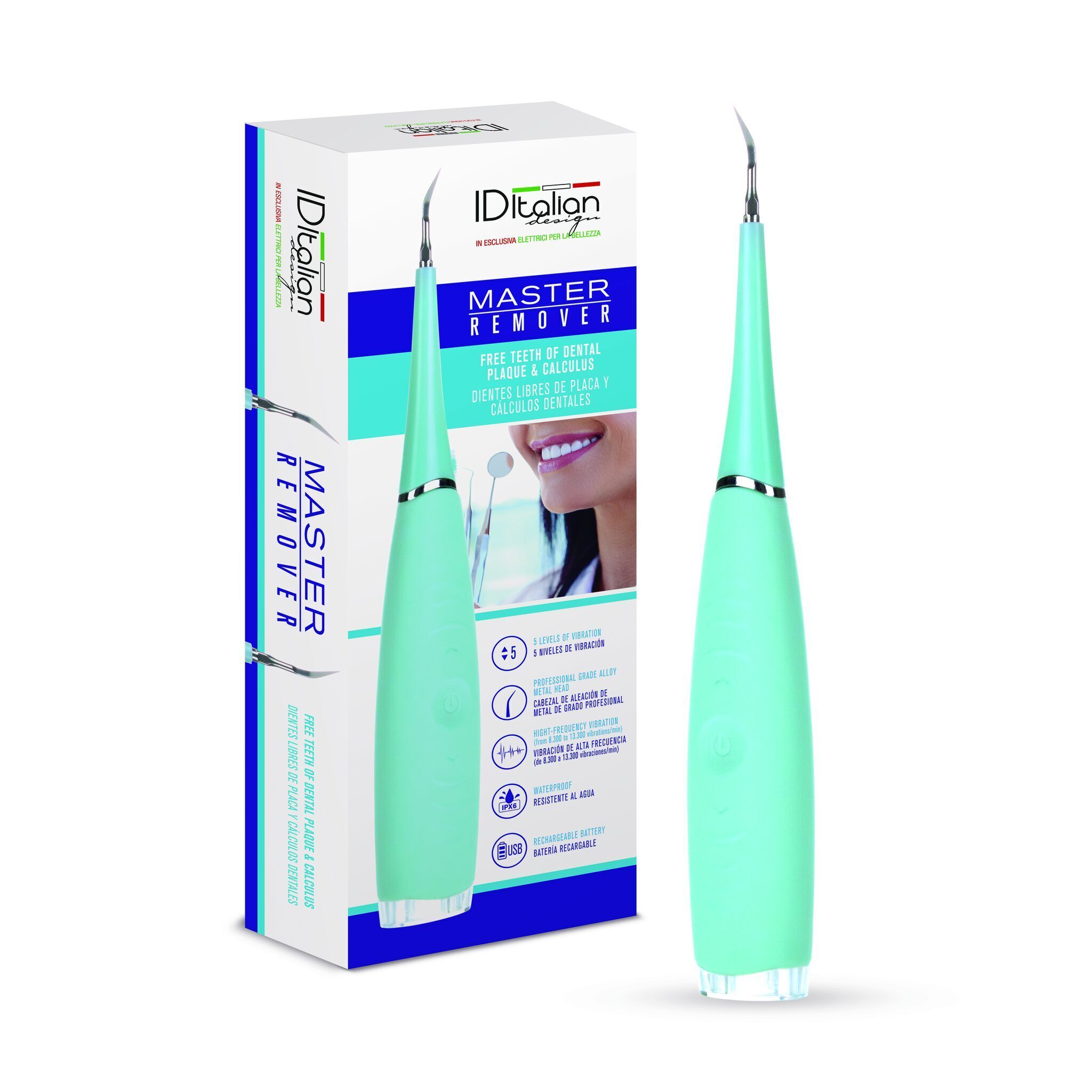 Italian Design Elektrischer Zahnstein- und Plaqueentferner blau