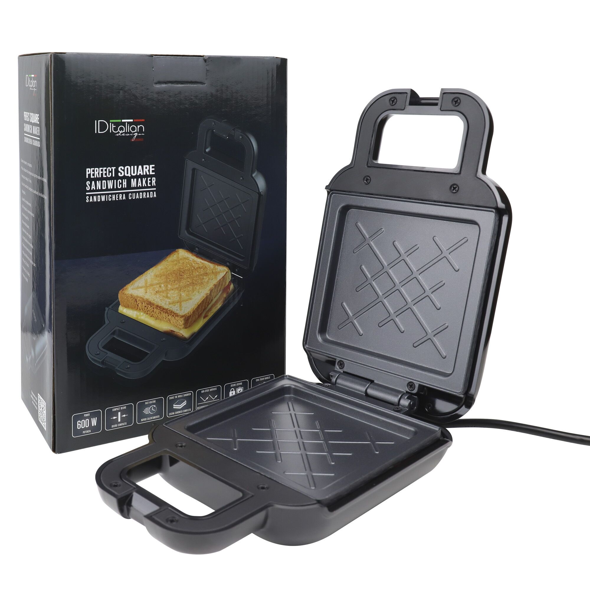 Italian Design Perfect Square Sandwich Maker schwarz