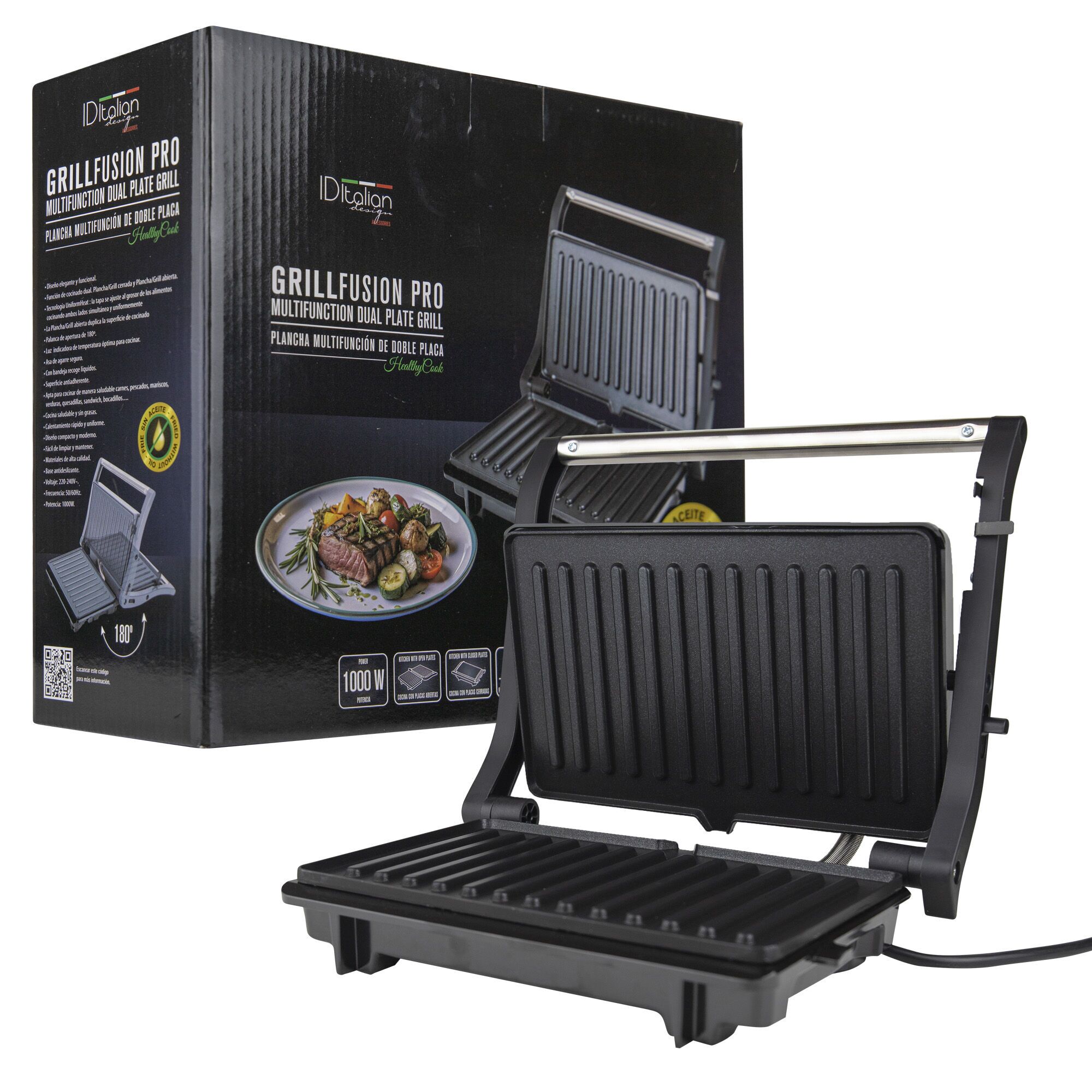 Italian Design Grillfusion Pro Kontaktgrill schwarz