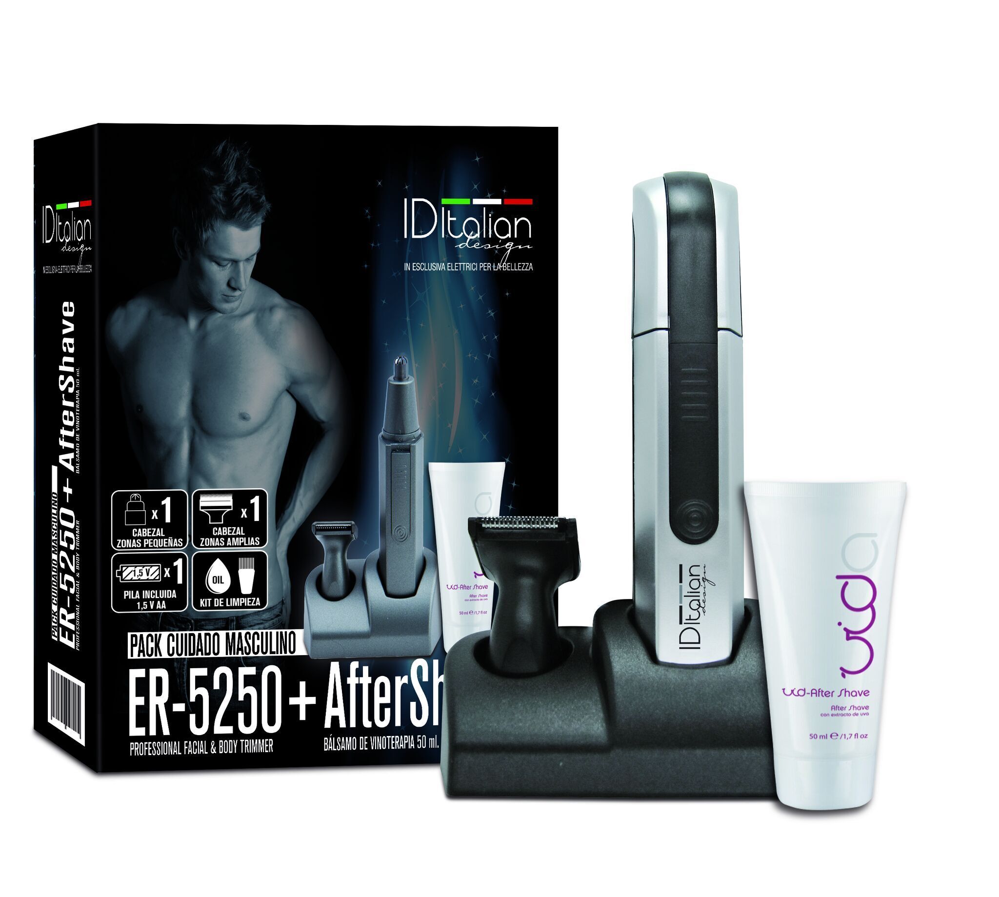 Italian Design ER-5250 Haartrimmer + Aftershavelotion | grijs