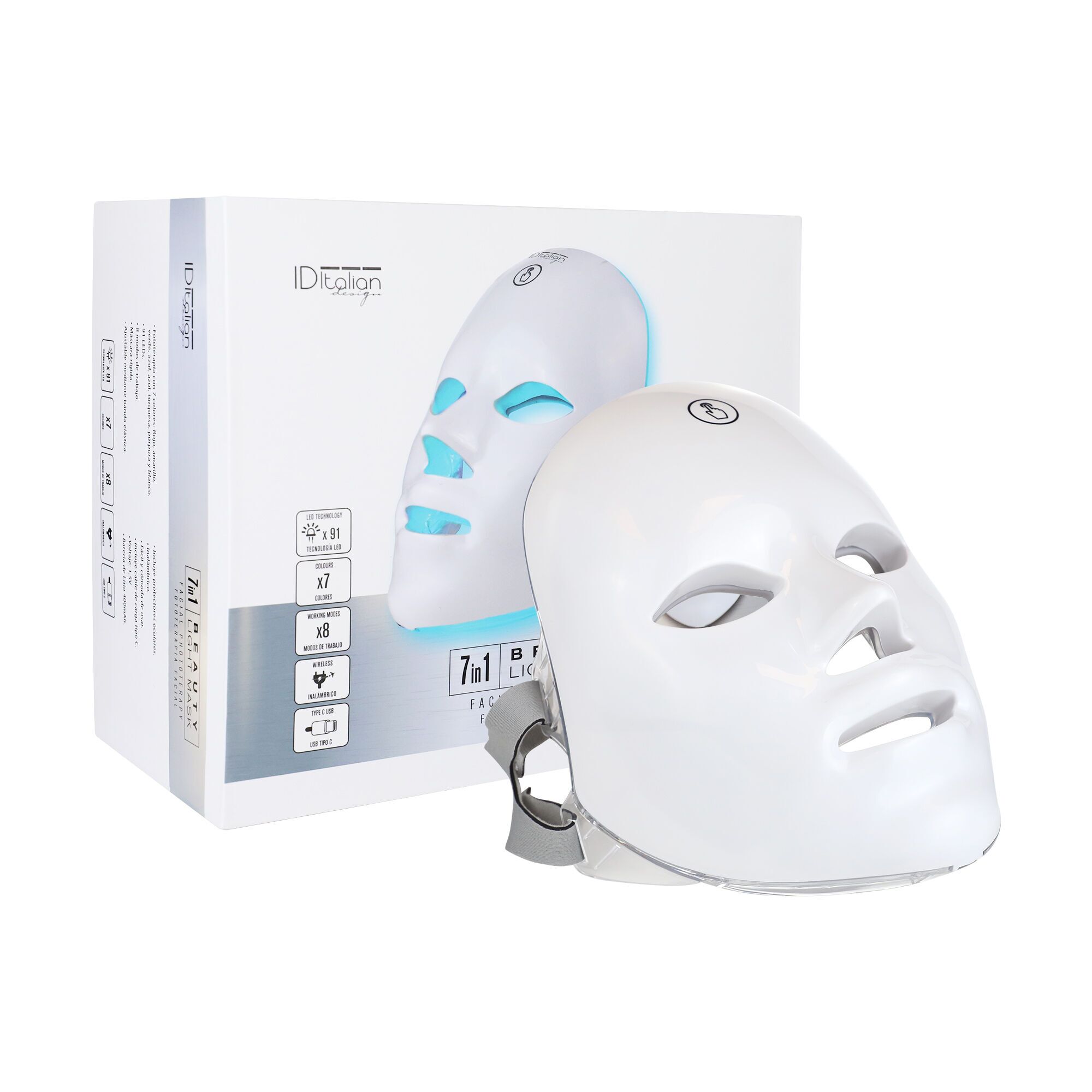 Italian Design LED-fototherapiemasker 7-in-1 | wit