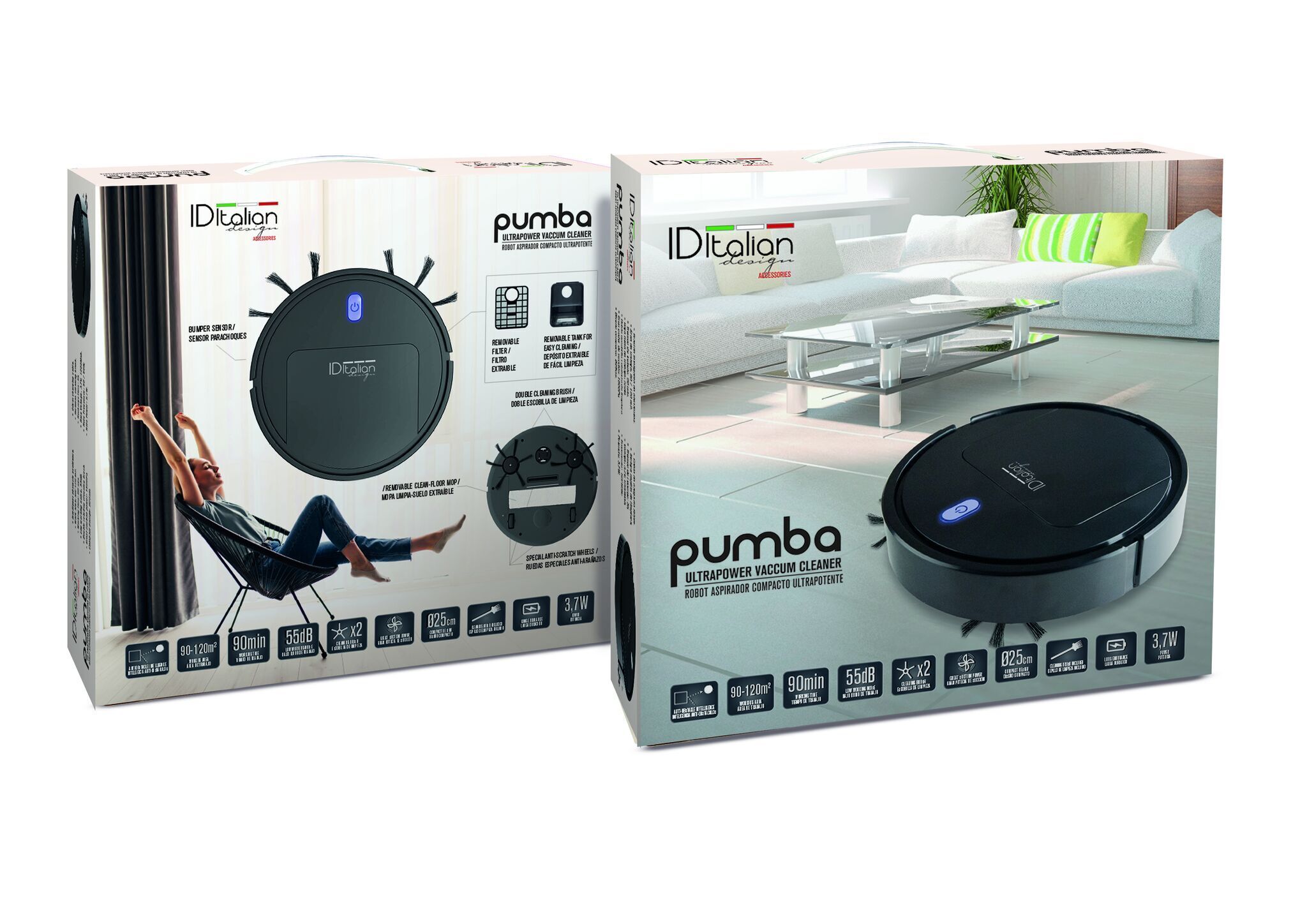 Italian Design Pumba Robotstofzuiger | zwart