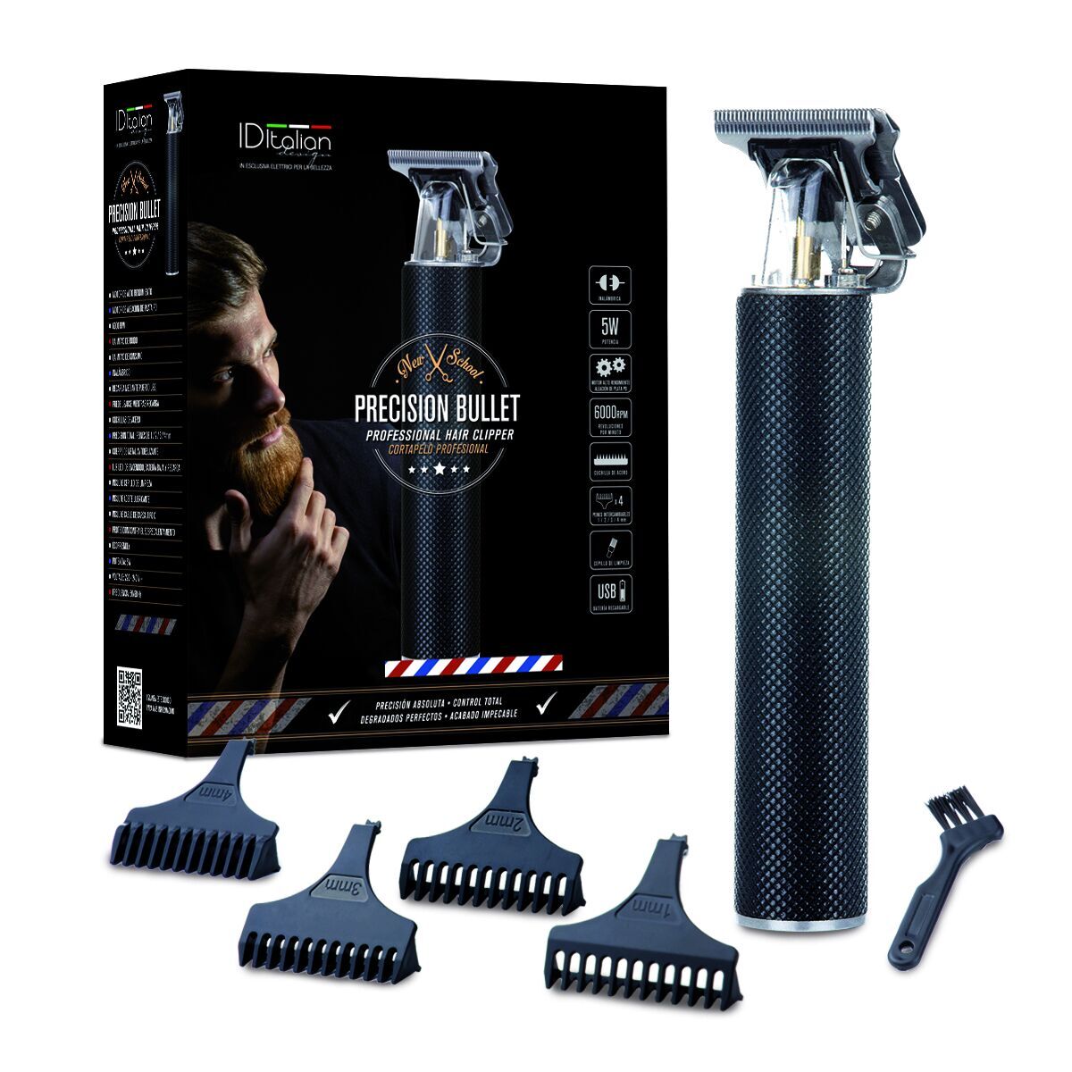 Italian Design Precision Bullet Haartrimmer | zwart