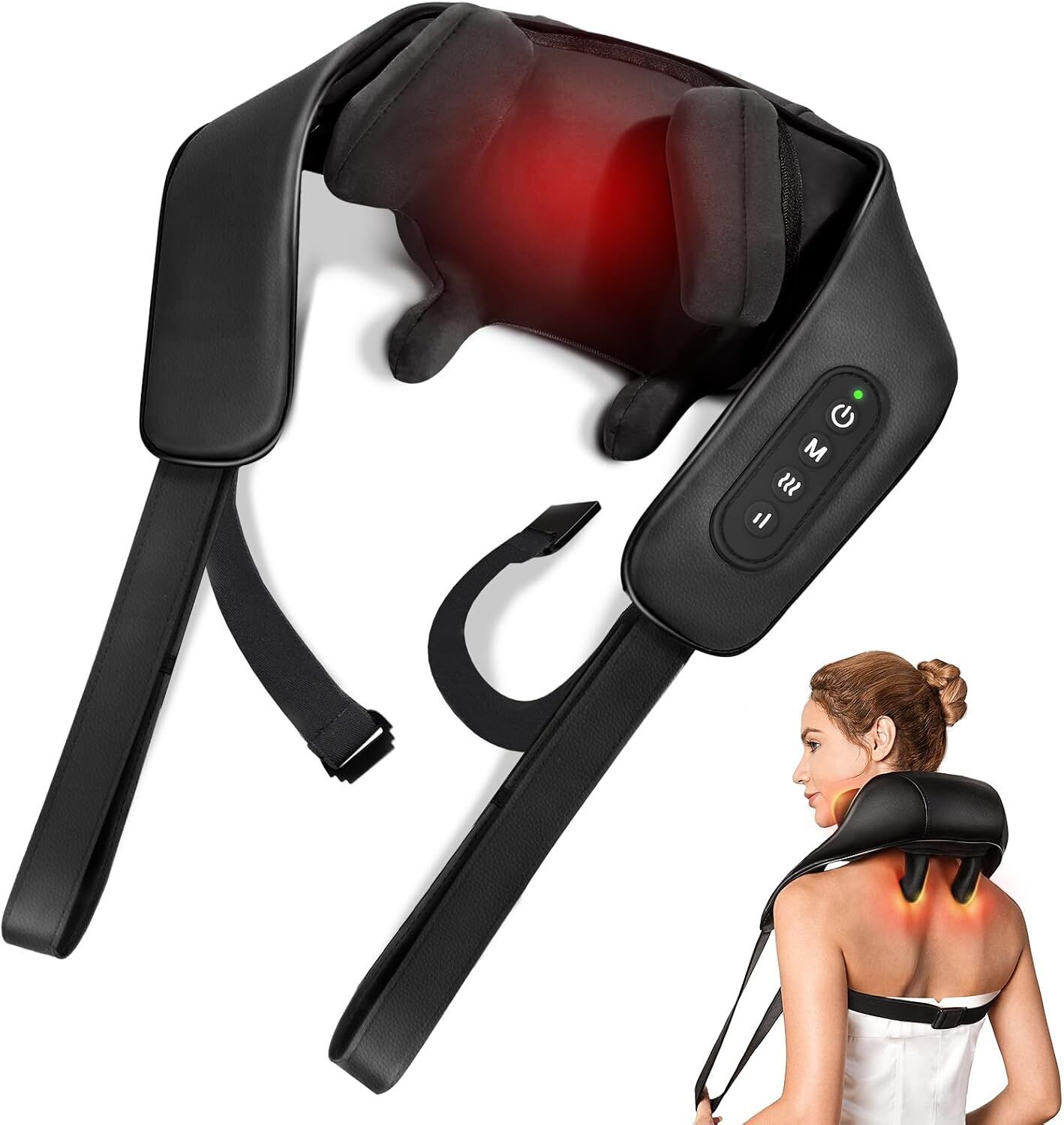 KNQZE KN9 verwarmd 4D-massageapparaat voor nek en schouders | zwart