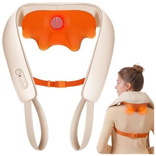 KNQZE KNB1 verwarmd 4D-rug- en nekmassageapparaat | beige