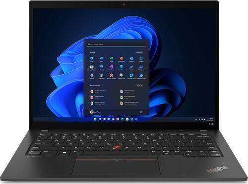 Refurbished Lenovo ThinkPad T14s setup op een bureau