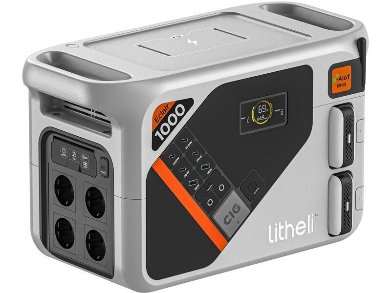 Litheli BS1000 Power Station 1069 Wh incl. 2 x 4.0 Ah batteries | silver/black, image 1 of 1