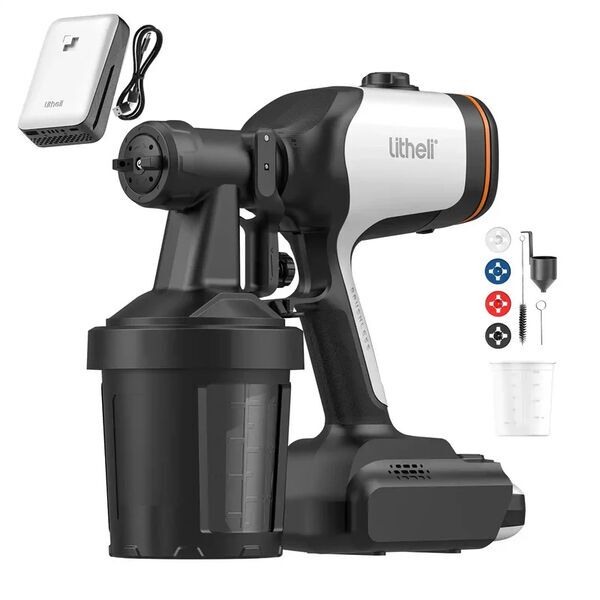 Litheli U20 ECT010091 20 V cordless paint sprayer incl. 4.0 Ah battery | black/white, image 1 of 1