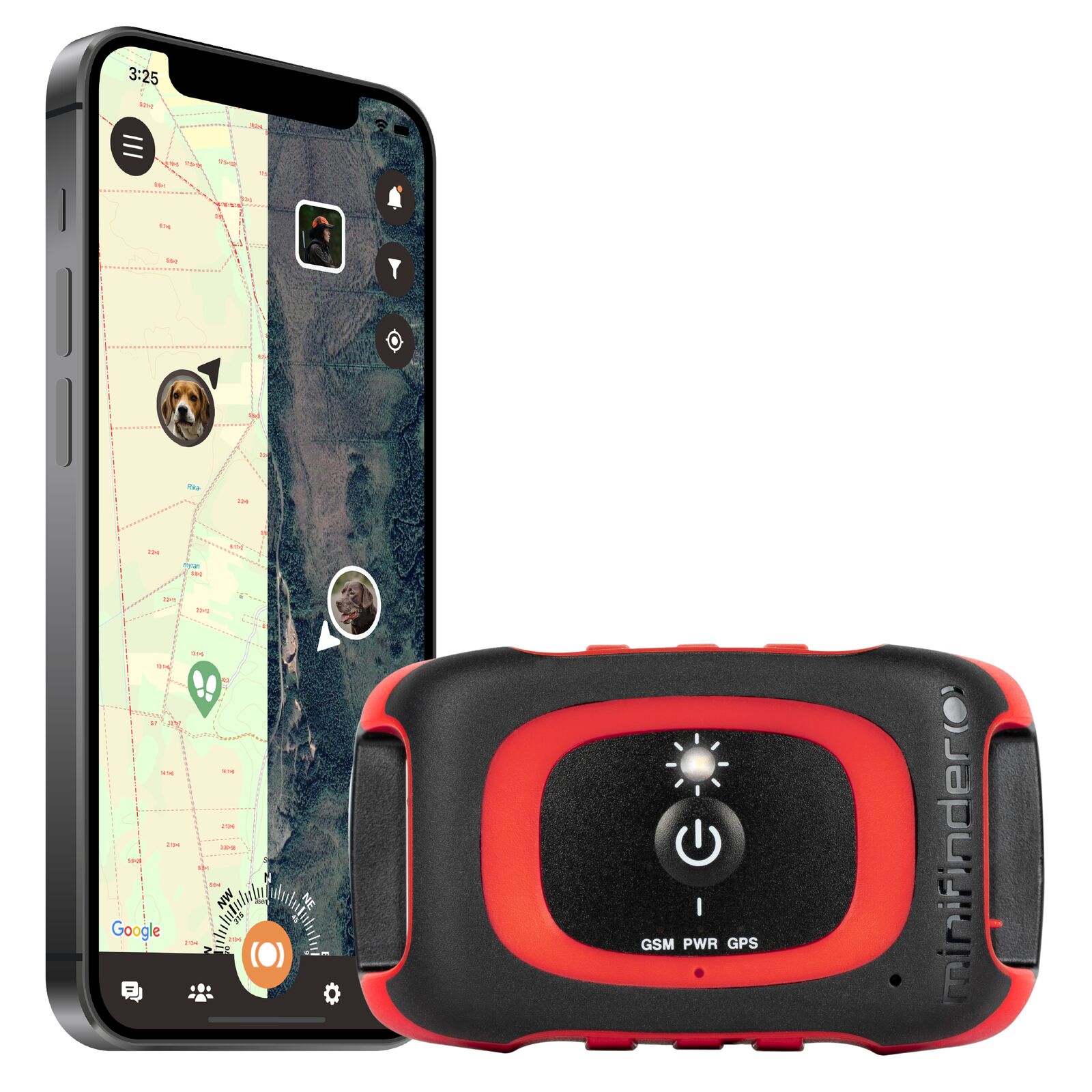 MiniFinder Rex GPS-tracker voor jachthonden | Zwart/Rood