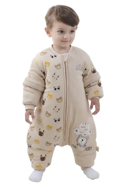 Mosebears Baby Schlafsack mit Beinen | beige 1