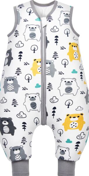 Mosebears sleeping bag with feet | white/grey, image 1 of 1