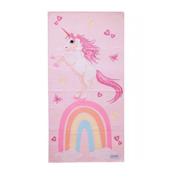 NAYAVITA Kinder-Strandtuch Einhorn | rosa 1