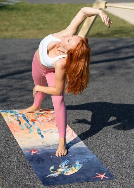 NAYAVITA Yogamatte Ozean | koralle/blau 5