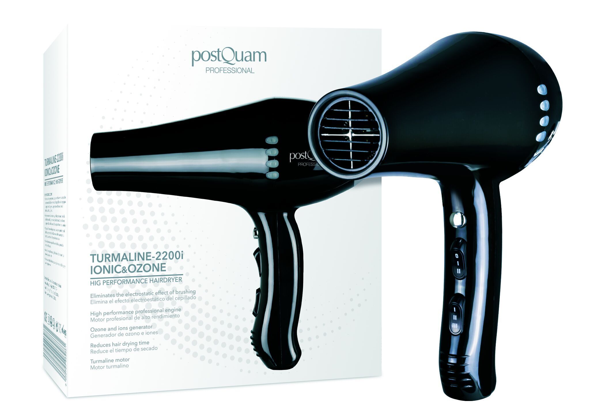 postQuam Turmaline 2200i Ionische & Ozon Haardroger | zwart