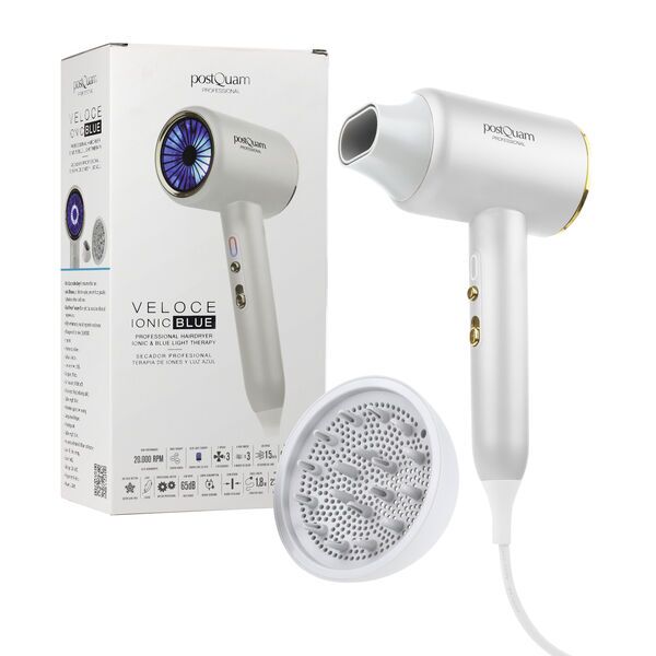 postQuam Veloce Ionic Blue Sèche-cheveux | blanc 1
