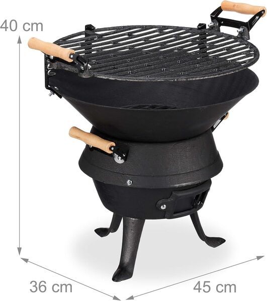 Relaxdays Cast iron barbecue barrel (10026547) | black 2