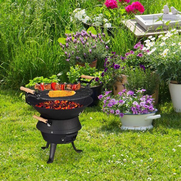 Relaxdays Cast iron barbecue barrel (10026547) | black 3