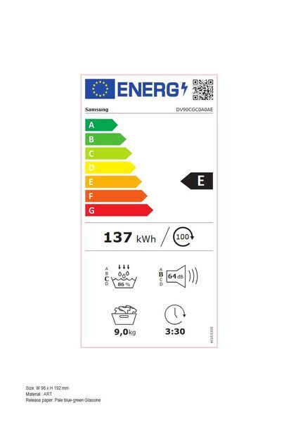 Samsung DV90CGC0A0AEET Heat pump dryer 9 kg | white 5