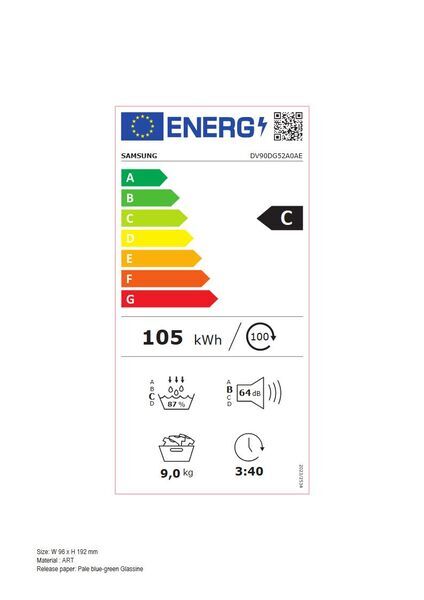 Samsung DV90DG52A0AE Asciugatrice a pompa di calore 9 kg | bianco/nero, image 5 of 5