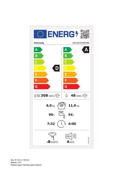 Samsung WD1EDG6B85BBU2 Tvättmaskin/torktumlare 11 kg/6 kg | svart, image 4 of 4