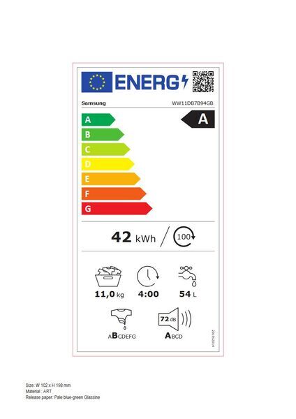 Samsung WW11DB7B94GBU3 Lave-linge à chargement frontal 11 kg | noir, image 4 of 4