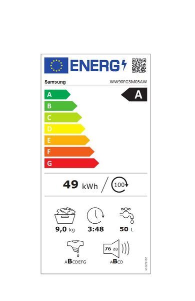 Samsung WW90FG3M05AW Front-loading washing machine 9 kg | white/black, image 5 of 5